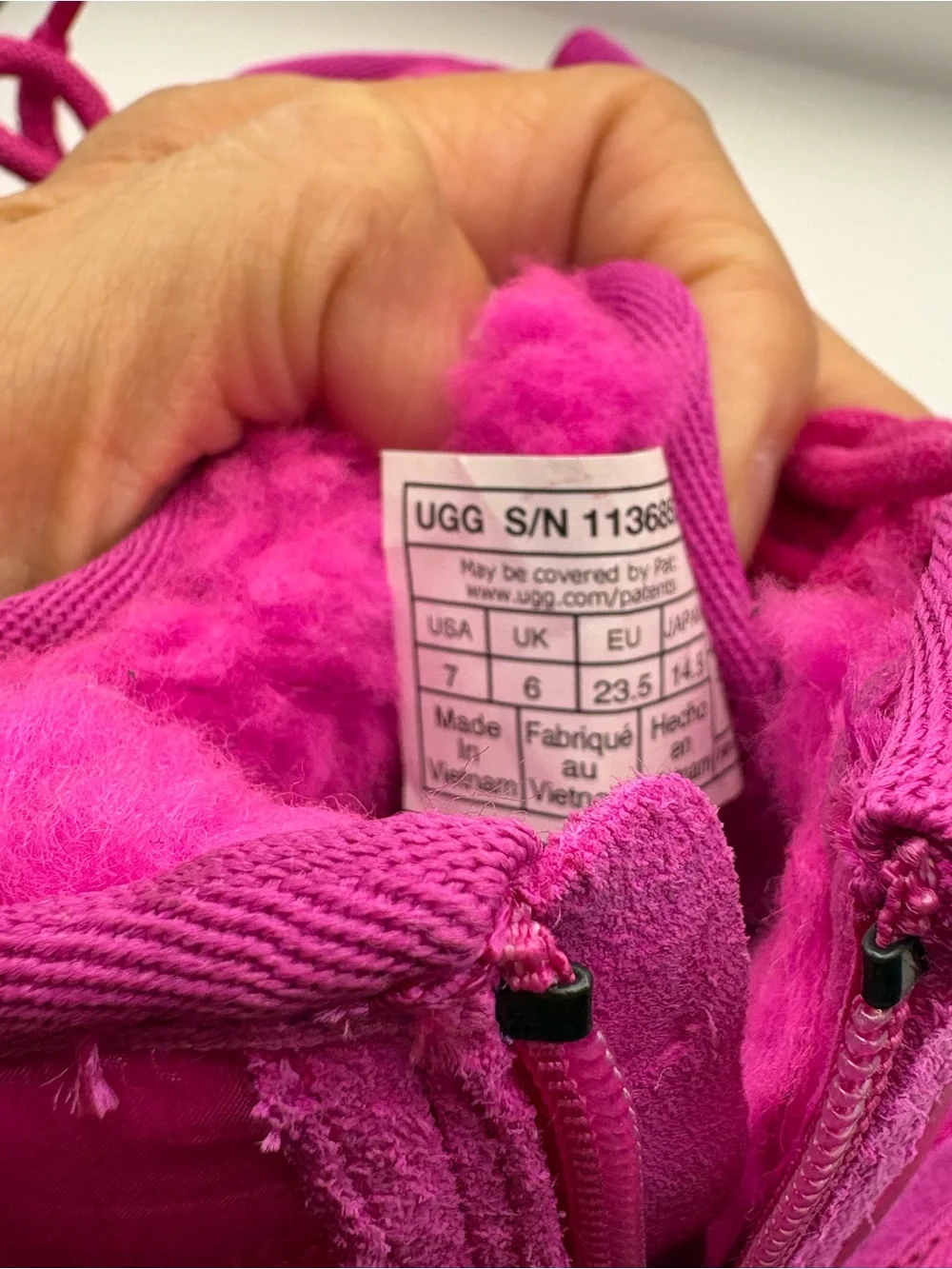 UGG Kids Vibrant Pink Lace-Up Zip Booties